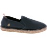 Cotton espadrilles with thick sole, elastic bands and back heel in lea