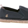 Cotton espadrilles with thick sole, elastic bands and back heel in lea