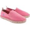 Cotton espadrilles with thick sole, elastic bands and back heel in lea