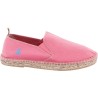 Cotton espadrilles with thick sole, elastic bands and back heel in lea