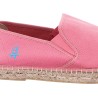 Cotton espadrilles with thick sole, elastic bands and back heel in lea