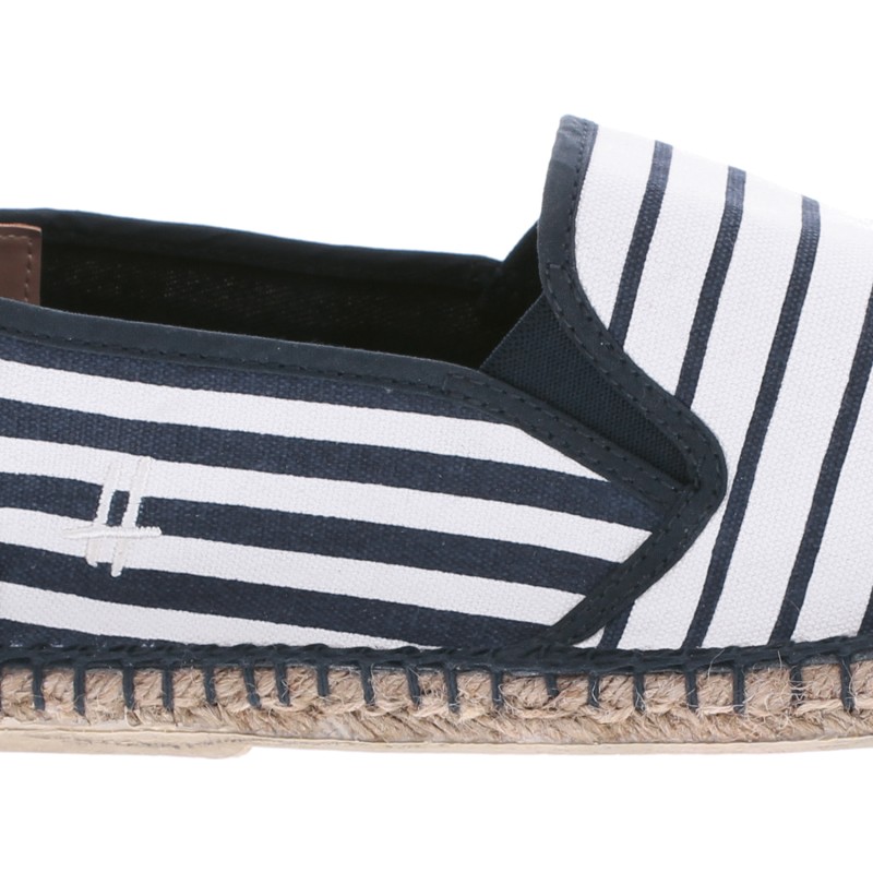 Sailor stripes cotton espadrilles with elastic bands and back heel in