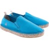 Cotton espadrilles with thick sole, elastic bands and back heel in lea