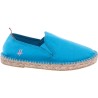 Cotton espadrilles with thick sole, elastic bands and back heel in lea