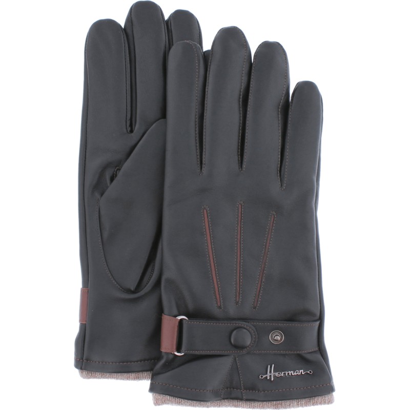 Adult man glove in two-tone lambskin