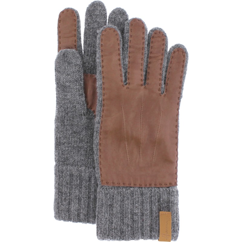 Adult man glove in fine knitted mesh covered with lambskin pieces