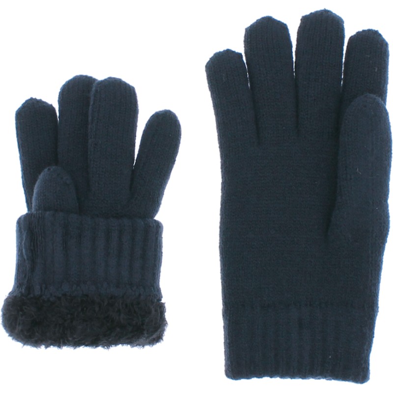 gants enfant en maille avec doublure en plush teddy doux