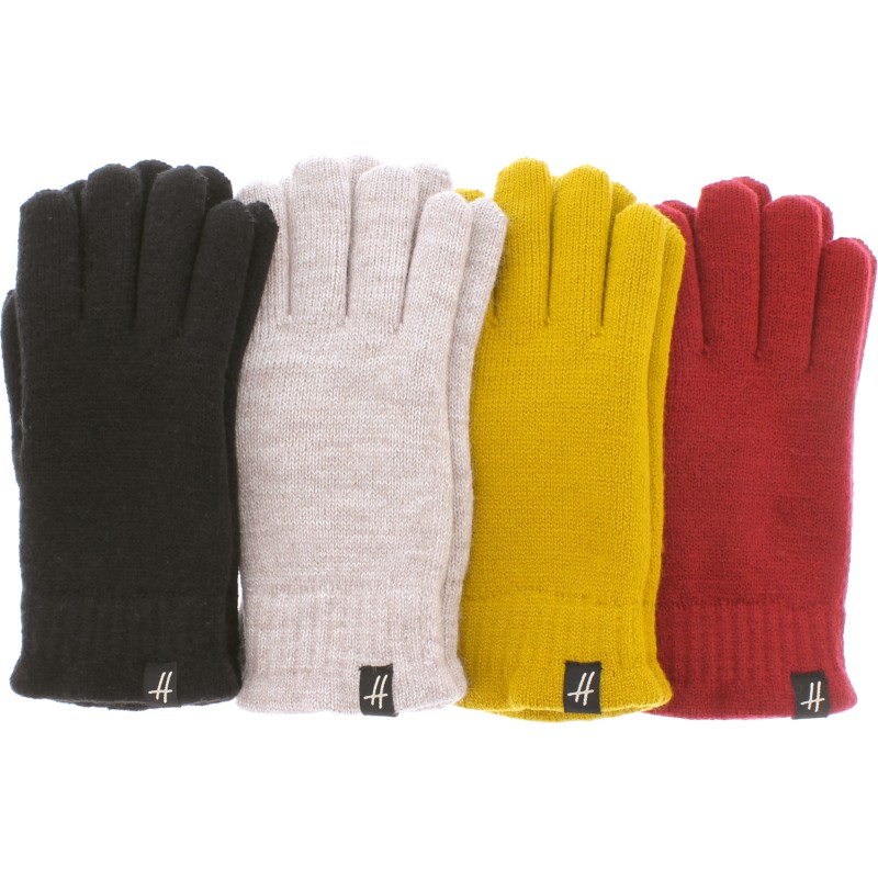 Gants femme en maille unie doublés en teddy plush