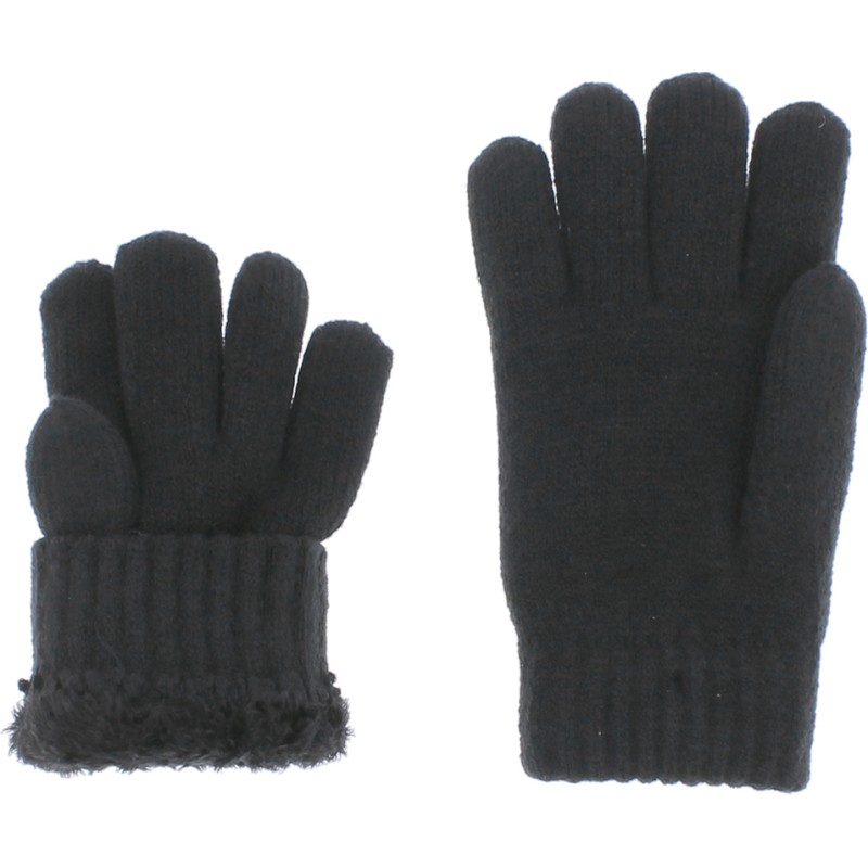 Gants enfant en maille unie avec lurex, doublure en teddy