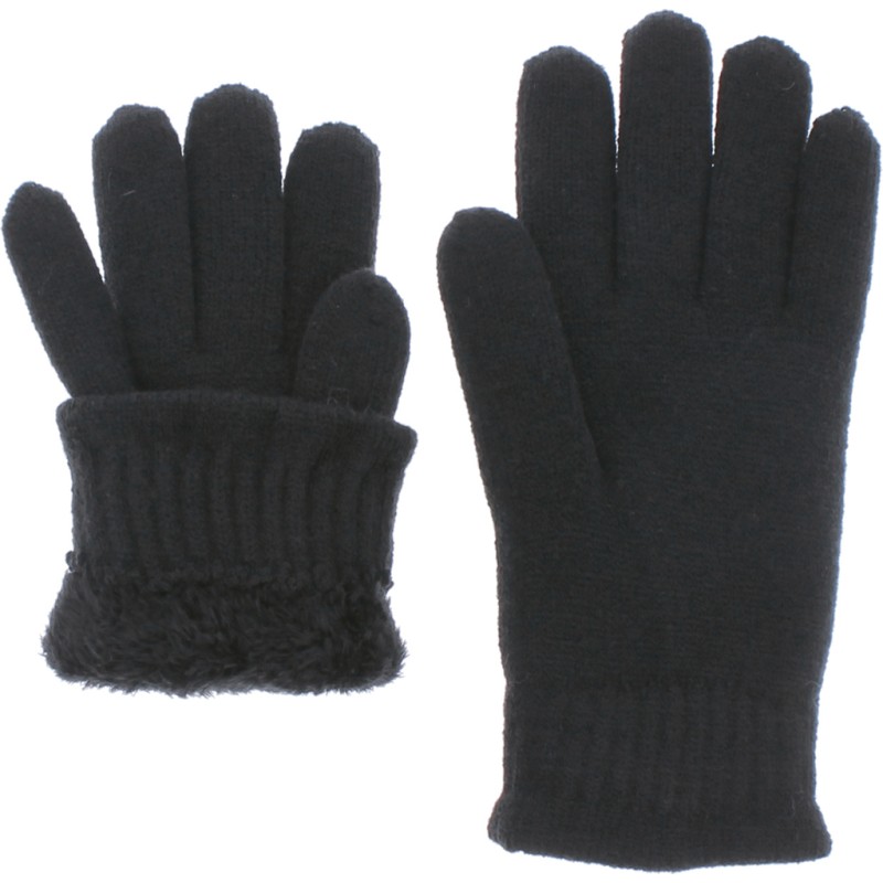 Gants femme en maille unie doublés en teddy plush