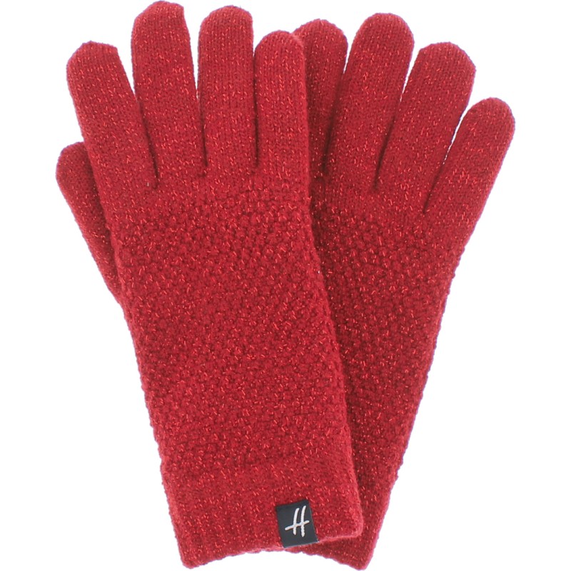 Women's knit gloves with lurex lined in teddy plush