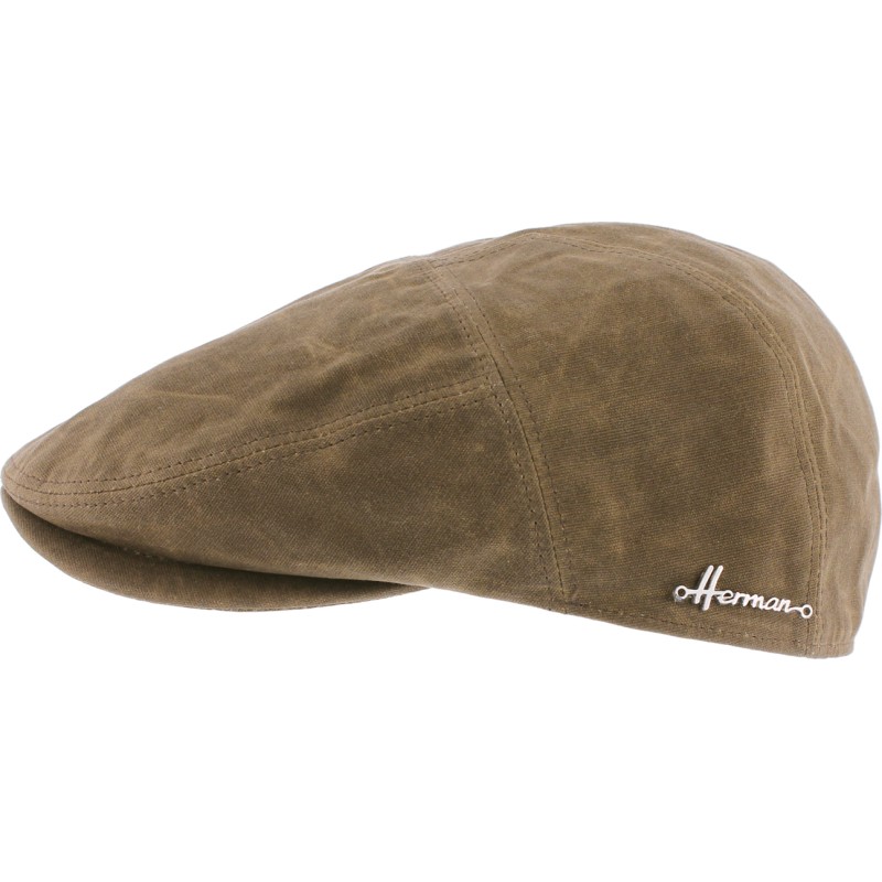 Casquette plate homme en coton huilé, impermeable