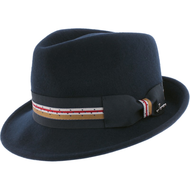 Chapeau petit bord en feutre avec décor grosgrain et nœud, avec cordon