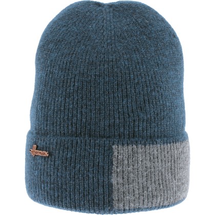 Adult cuffed beanie, two-tone decor, with interior plush