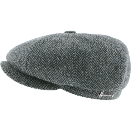 Newsboy cap with herringbone pattern fabric