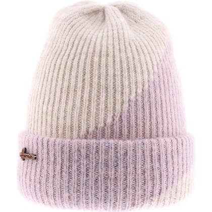 Two-tone ribbed adult beanie with cuff