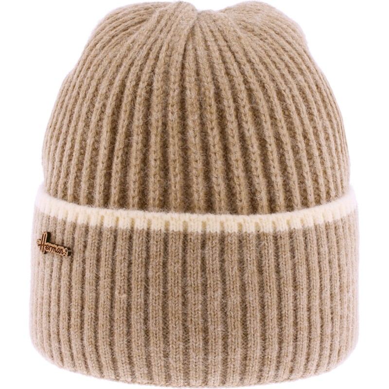 Adult ribbed beanie with edging and cuff