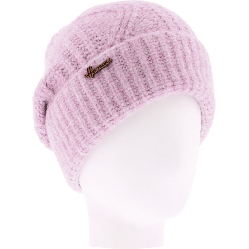 Plain ribbed adult soft beanie with cuff
