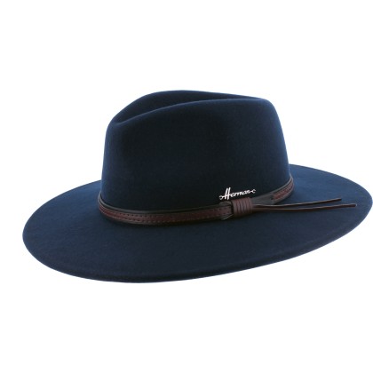 Chapeau grand bord en feutre, avec ceinture en imitation cuir et cordo