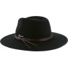 Wide brim felt hat, with imitation leather belt and interior drawstrin
