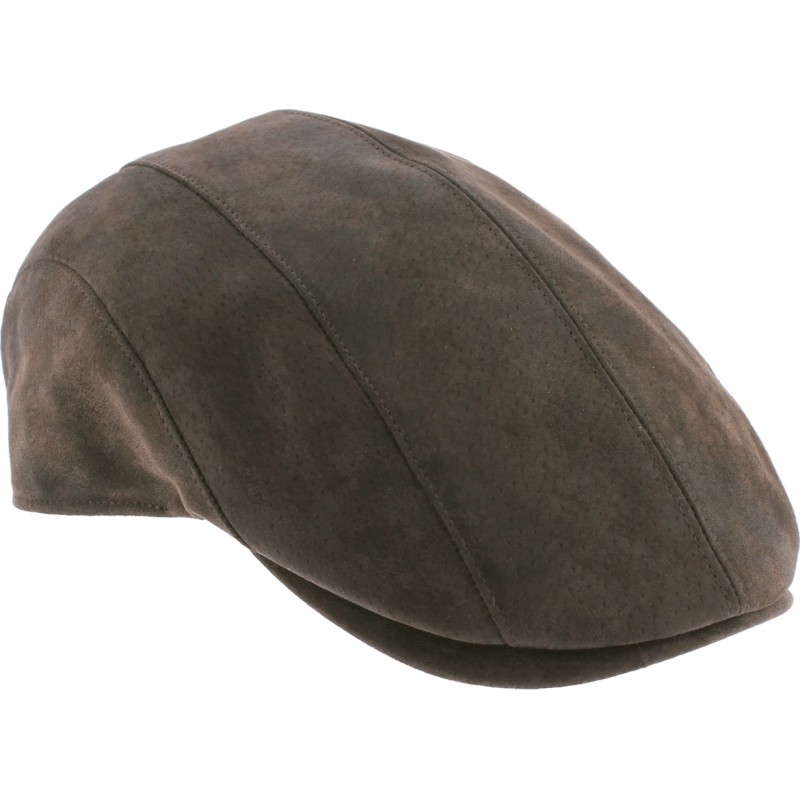 Flat cap in pigskin leather