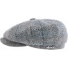 Newsboy cap with herringbone and line pattern fabric