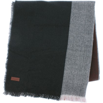 Grande écharpe à franges, à motif grands carreaux , 180 x 65cm
