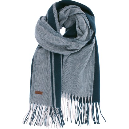 Large fringed scarf, with large check pattern, 180 x 65cm