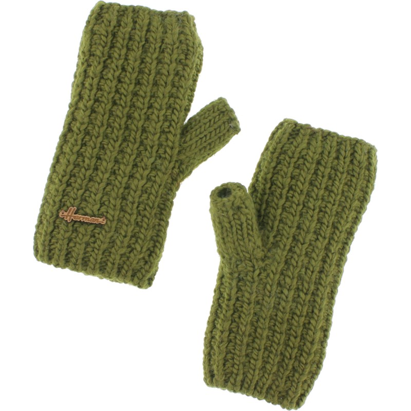 Plain adult mittens knitted with 80% recycled plastic thread. Lined in