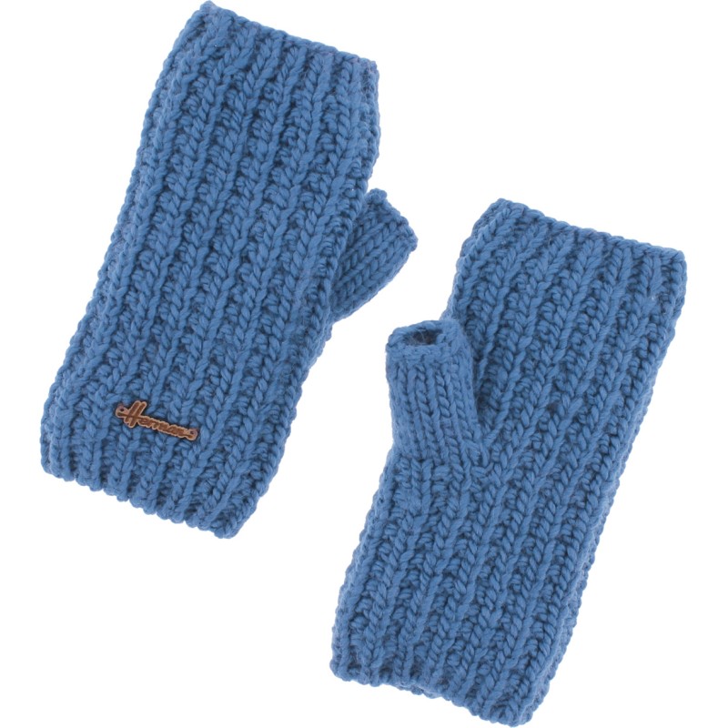 Plain adult mittens knitted with 80% recycled plastic thread. Lined in