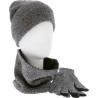 Set consisting of a plush-lined cuffed beanie, a neck warmer and a pai