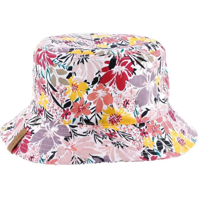 bob herman chapeau femme imprimé fleurs rose violet retro