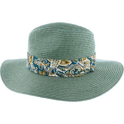 Chapeau de paille à grand bord décoration foulard