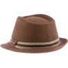 Small brim plain color linen hat with bi-color headband.