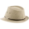 Small brim plain color linen hat with bi-color headband.