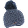 bonnet pompon en maille coloris bleu denim