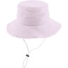 Plain color bucket hat, with chinstrap and frayed hem. With  sun prote