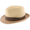 Small two-tone brim hat in sewn polypropylene straw, deformable, water