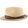 Small two-tone brim hat in sewn polypropylene straw, deformable, water