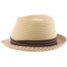 Small two-tone brim hat in sewn polypropylene straw, deformable, water