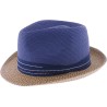 Small two-tone brim hat in sewn polypropylene straw, deformable, water