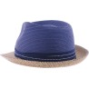 Small two-tone brim hat in sewn polypropylene straw, deformable, water