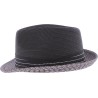 Small two-tone brim hat in sewn polypropylene straw, deformable, water