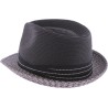 Small two-tone brim hat in sewn polypropylene straw, deformable, water