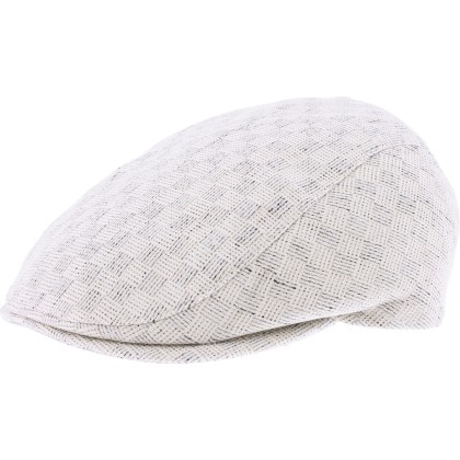 Flat cap in square patterned fabric.