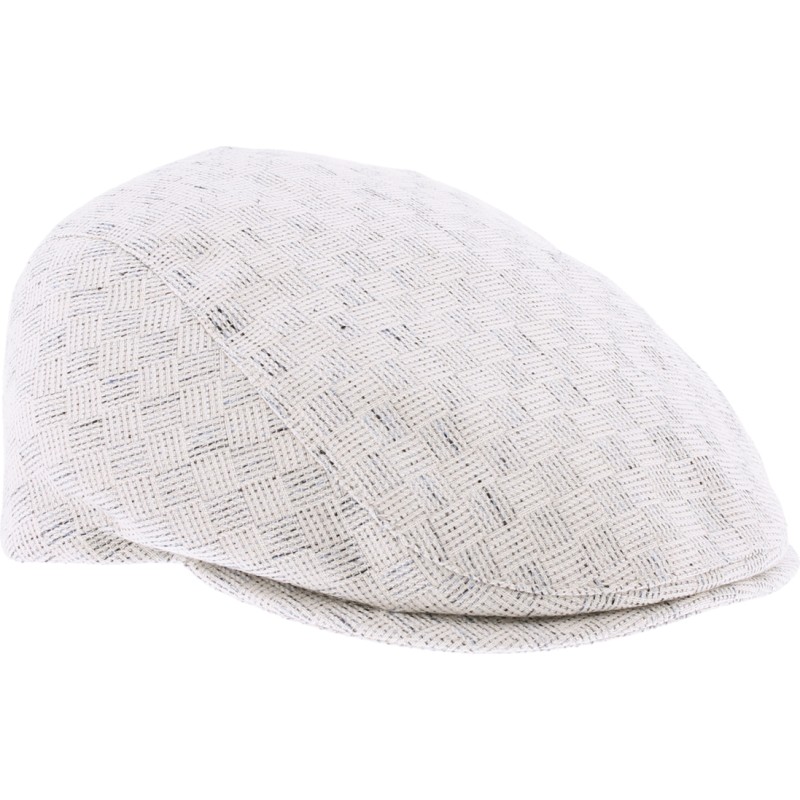 Casquette plate en tissu à motif carrés.