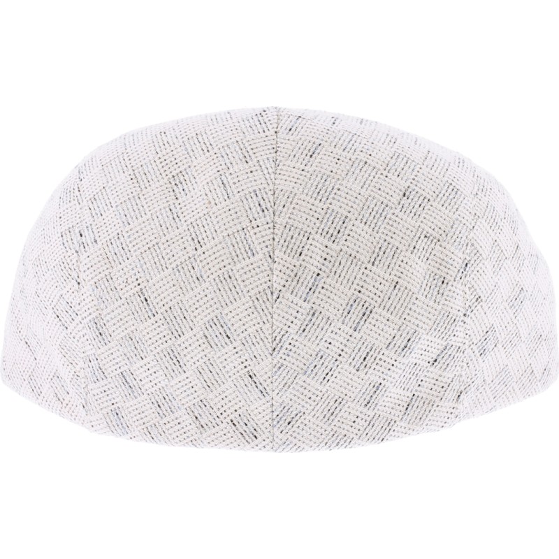 Casquette plate en tissu à motif carrés.