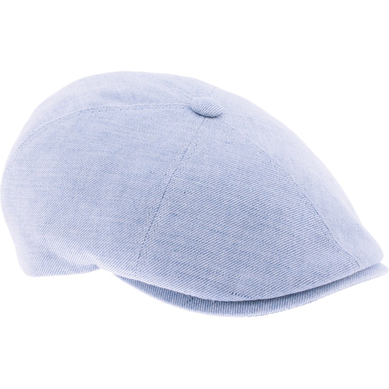 Plain flat cap with 6 panels and button.