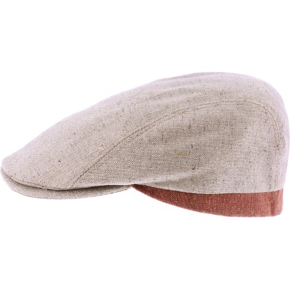 Two-tone flat cap.