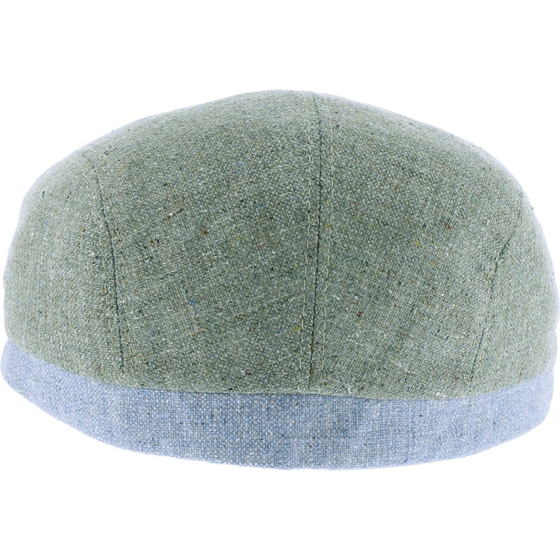 Two-tone flat cap.